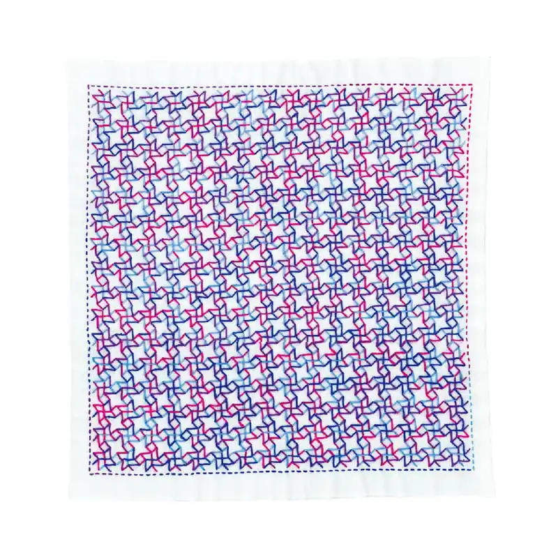 Sichere Zahlung Olympus Hitomezashi Sashiko Stickpackung „Hana Fukin Windmills“, Stoff bedruckt, 34x34cm, Original aus Japan