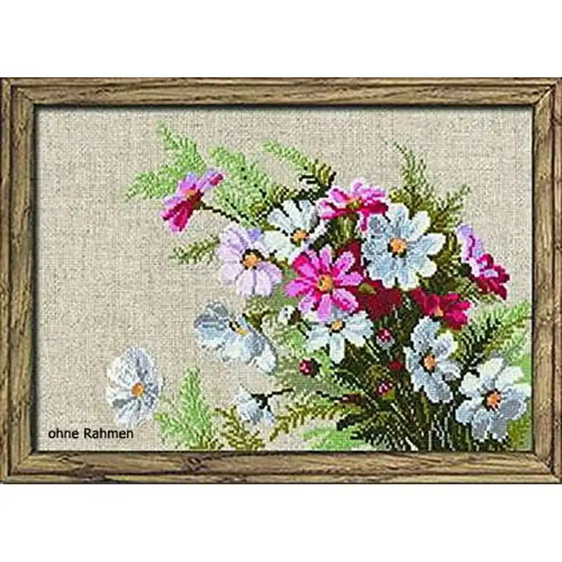 Riolis Stickbildset Kreuzstich „Kosmeen“, Zählmuster Expressversand