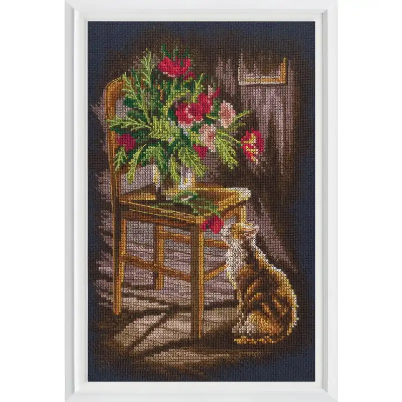 Top-Qualität RTO Kreuzstich Set „Im Moment, Stuhl“, Zählmuster, 16,5×25,5cm