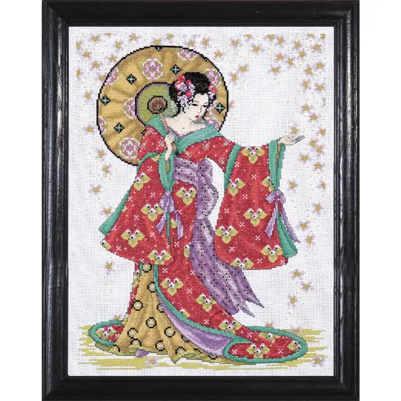 Jetzt Kaufen Design Works Kreuzstich Stickpackung „Geisha in Rot“, Zählmuster, 30x40cm