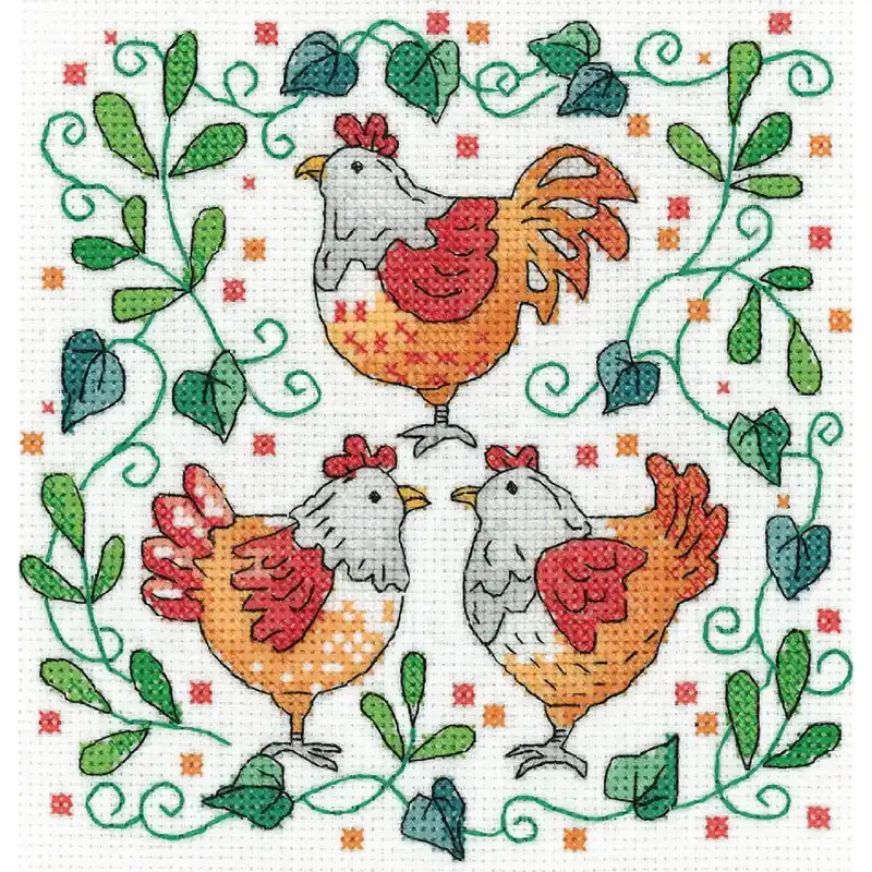 Auslaufmodell Heritage Kreuzstich Papier-Zählvorlage „Drei französische Hühner“, KCFH1602-C Meistverkauft