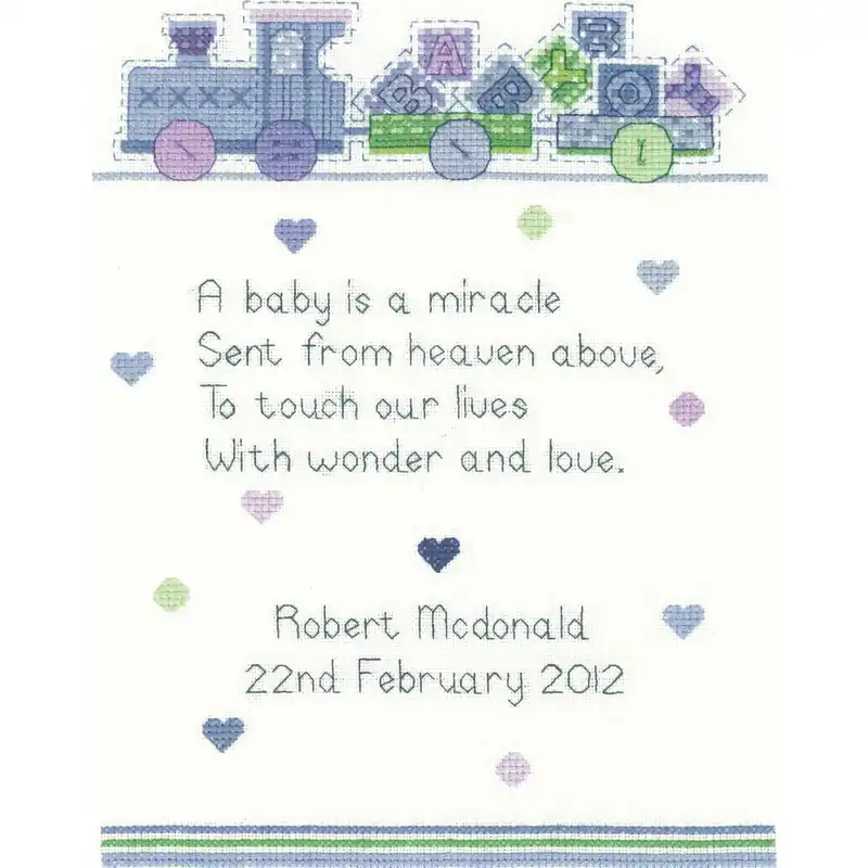 Heritage Kreuzstich Set Aida „Babyjunge (A)“, Zählmuster, SCBB1093-A, 18x23cm Neu Im Sortiment