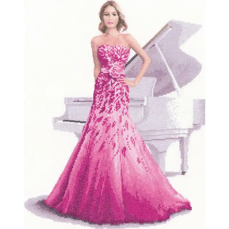 Highlight Heritage Kreuzstich Set Aida „Rose“, Zählmuster, JLRO1390-A, 30,5×38,5cm