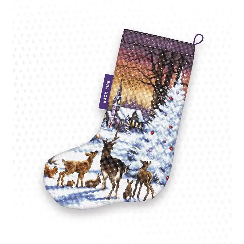 Letistitch Kreuzstich Set „Weihnachtsstrumpf Weihnachtsholz“; Zählmuster, 37×24,5cm Neue Ware