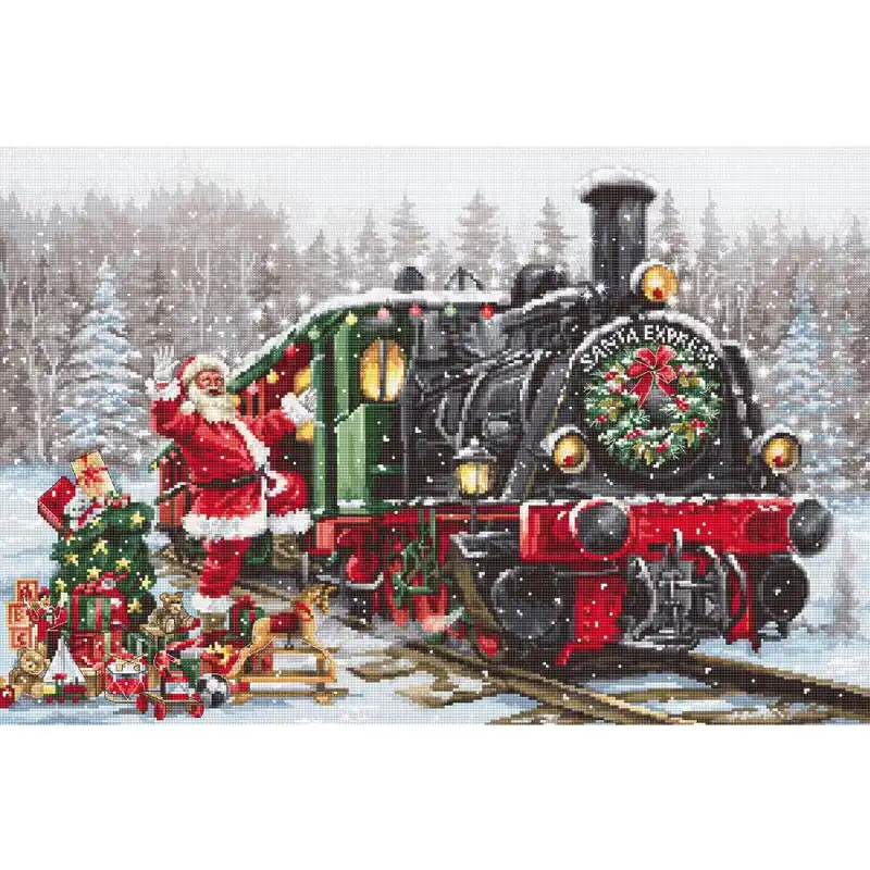 Luca-S Kreuzstich Set „Santa – Express“, Zählmuster, 42x28cm Billig