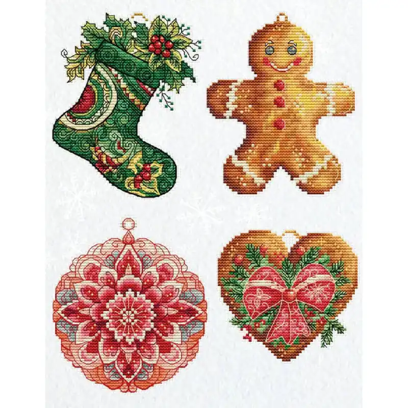 Luca-S Kreuzstich Stickpackung „Spielzeugset Winterdekoration 4 Stk“, Zählmuster, ca. a 10x12cm Begrenztes Angebot