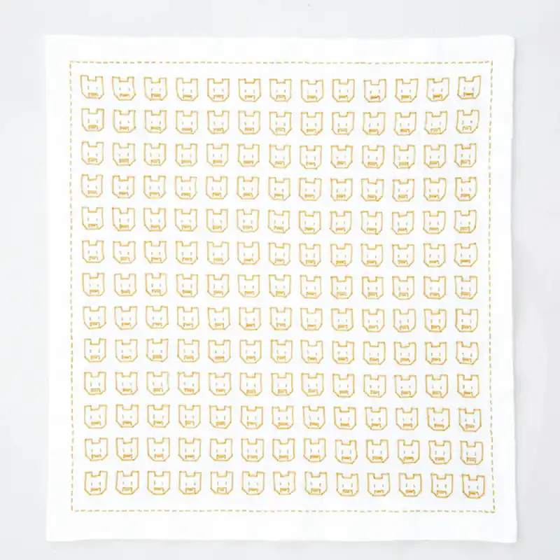 Nur Für Kurze Zeit Olympus Hitomezashi Sashiko Stickpackung „Hana Fukin Bears“, Stoff bedruckt, 34x34cm, Original aus Japan