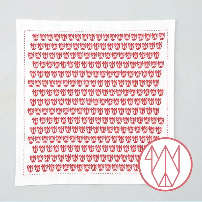 Direkt Vom Hersteller Olympus Hitomezashi Sashiko Stickpackung „Hana Fukin Cranes“, Stoff bedruckt, 34x34cm, Original aus Japan