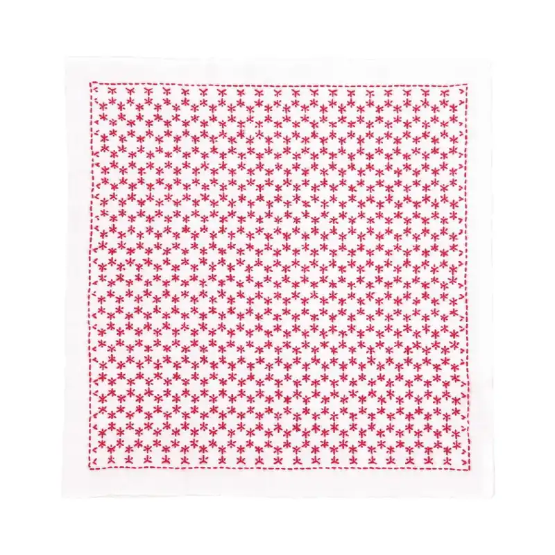 Olympus Hitomezashi Sashiko Stickpackung „Hana Fukin Kaku-Kikkou-Tsunagi“, Stoff bedruckt, 34x34cm, Original aus Japan Markenprodukt