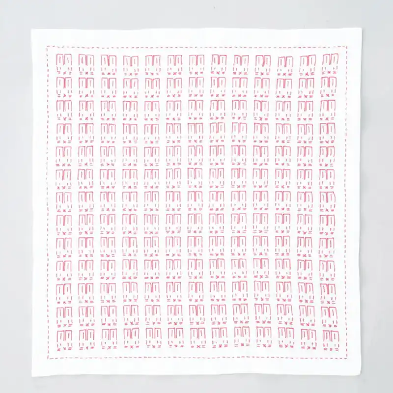 Direktkauf Olympus Hitomezashi Sashiko Stickpackung „Hana Fukin Rabits“, Stoff bedruckt, 34x34cm, Original aus Japan