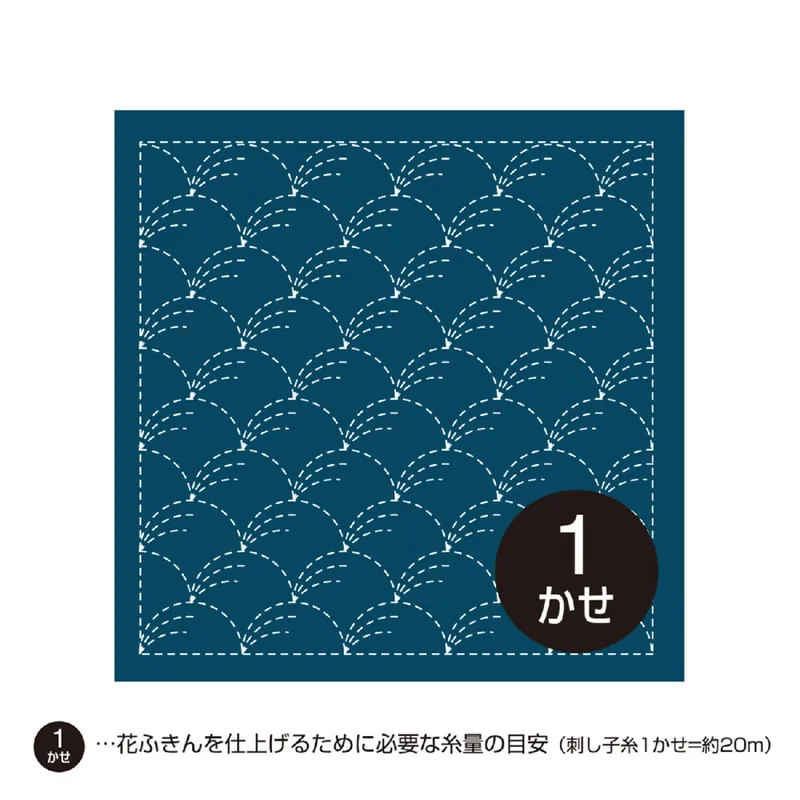 Finale Aktion Olympus Sashiko Sampler (nur Stoff) „Hana Fukin (Navy) Nowaki“, Stoff bedruckt, 33x33cm, Original aus Japan