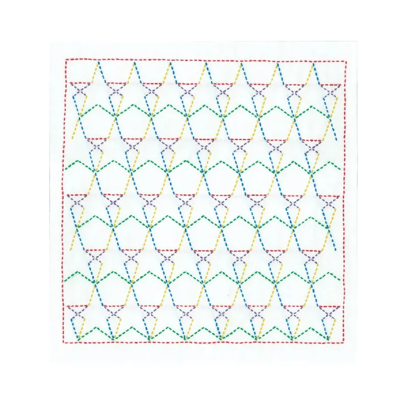 Olympus Sashiko Stickpackung „Hana Fukin Pop Designs Sterne“, Stoff bedruckt, 34x34cm, Original aus Japan Versand Am Gleichen Tag