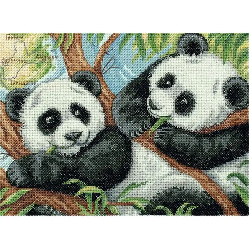 Angebot Panna Kreuzstichset „Pandas“ 24x18cm, Zählmuster