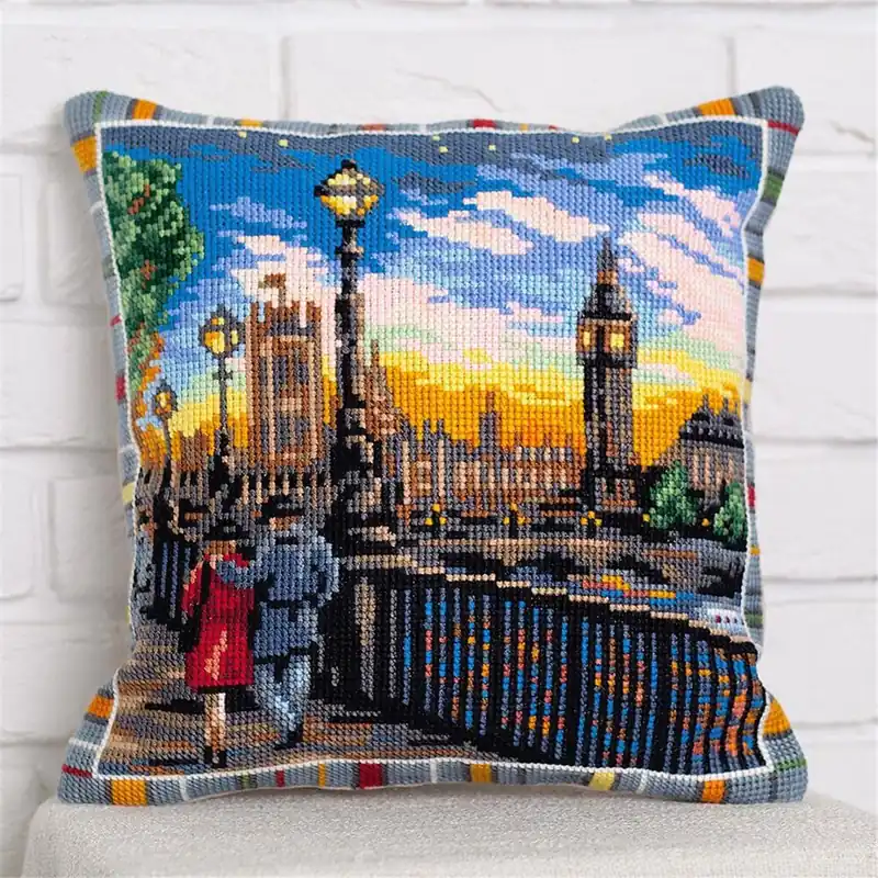 Kracherpreis Panna Kreuzstichset Kissen „London Sky“ 40x40cm, Zählmuster