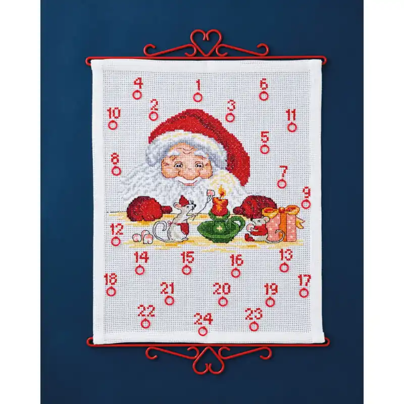 Permin Kreuzstich Stickpackung Adventskalender „Santa Claus und Mäuse“, Zählmuster, 38x46cm Garantierte Lieferung