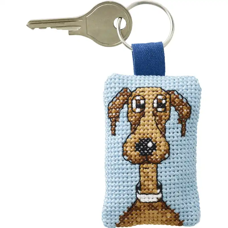 Permin Kreuzstich Stickpackung Schlüsselanhänger „Hund“, Zählmuster, 7x5cm Kostenloser Versand