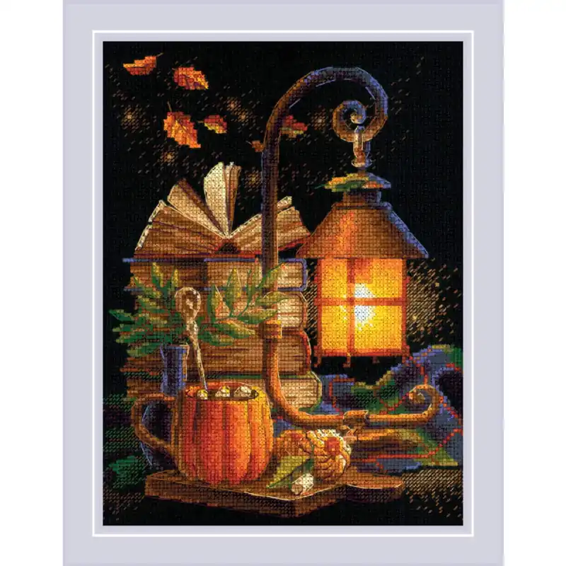 Geld-Zurück-Garantie Riolis Kreuzstich Stickpackung „Gemütlicher Herbst“, Zählmuster, 18x24cm