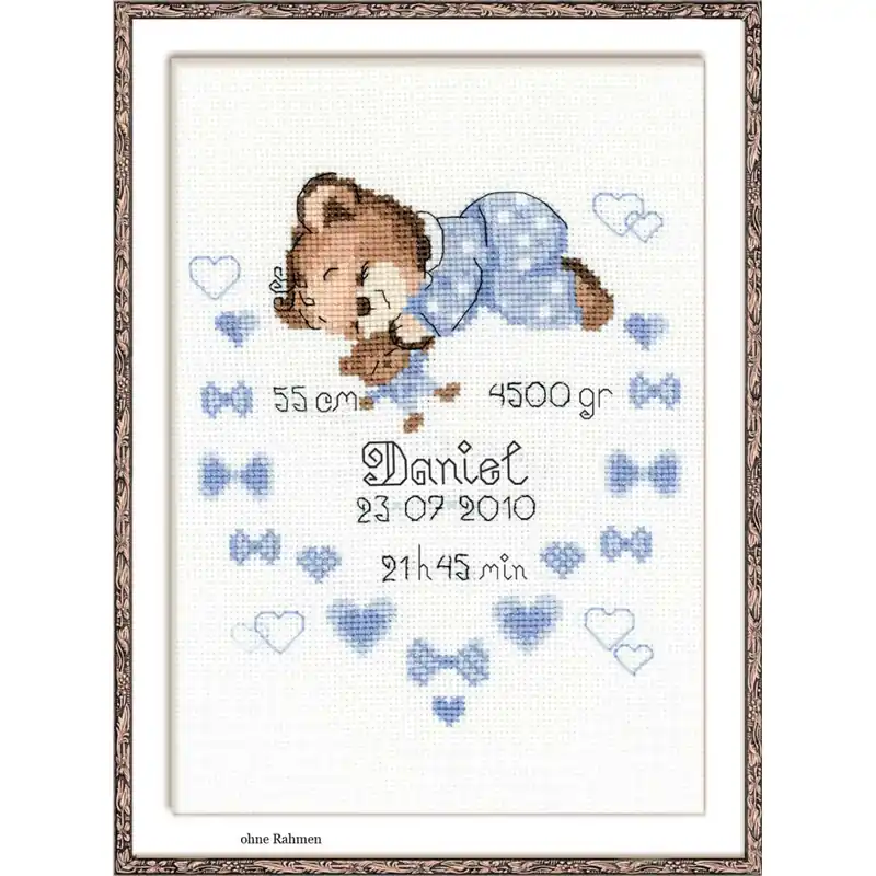 Riolis Kreuzstich-Set „Geburt Jungen Ankündigung“, Zählmuster Limited Edition