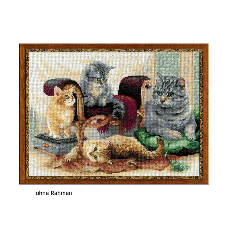 Top-Angebot Riolis Kreuzstich-Set „Katzenfamilie“, Zählmuster