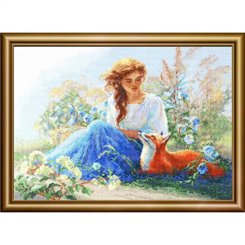 Aine Kreuzstich Stickpackung „Mutter Natur. Wiese, nach Olga Novitskaya Gemälde“, Zählmuster, 40x30cm Neuheit