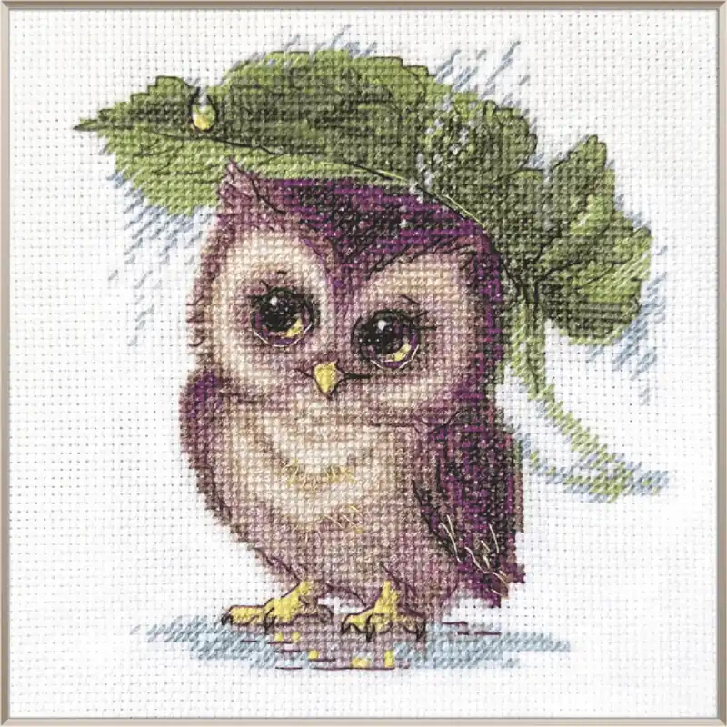 Aine Kreuzstich Stickpackung „Regentropfen-Eule, Design: Olga Novitskaya“, Zählmuster, 13x15cm Top-Angebot