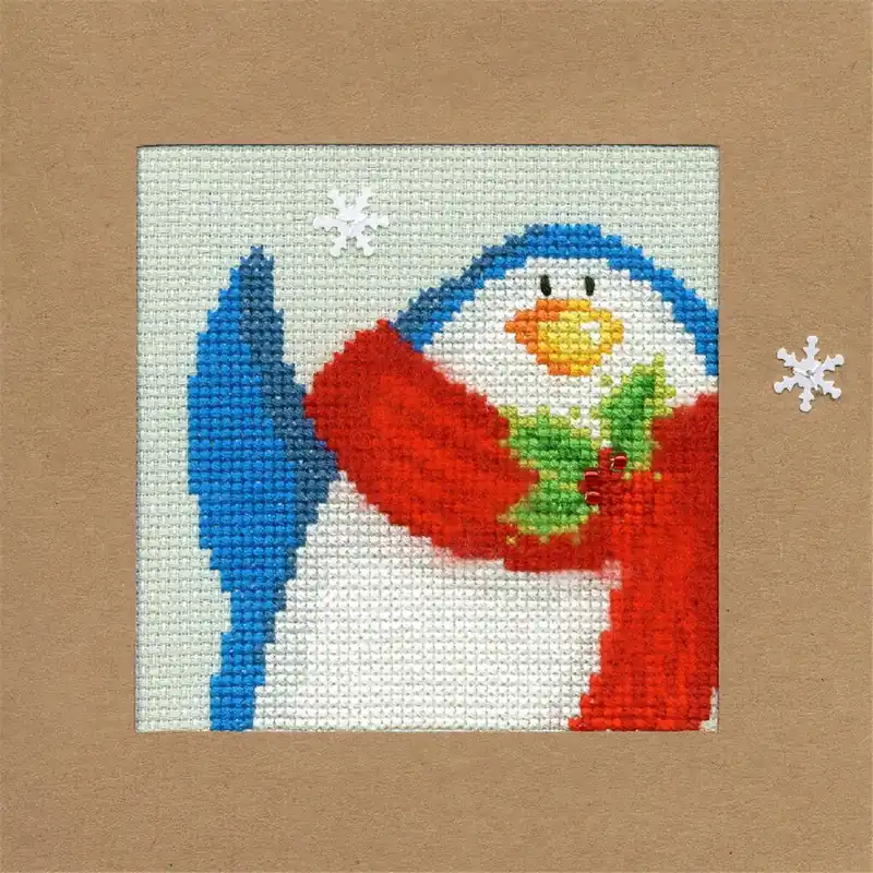 Nur Für Kurze Zeit Auslaufmodell Bothy Threads Grußkarte Kreuzstich-Set „Schneebedeckter Pinguin“, 10x10cm, XMAS13, Zählmuster