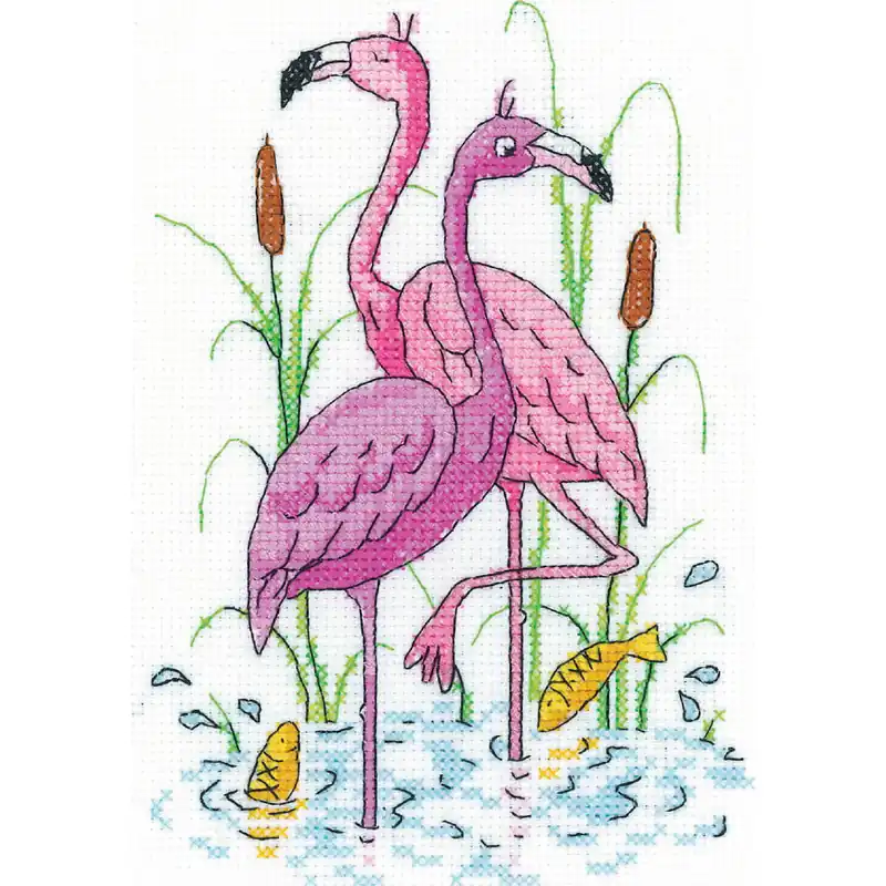 Geprüft Auslaufmodell Heritage Kreuzstich Papier-Zählvorlage „Flamingos“, KCFL1497-C