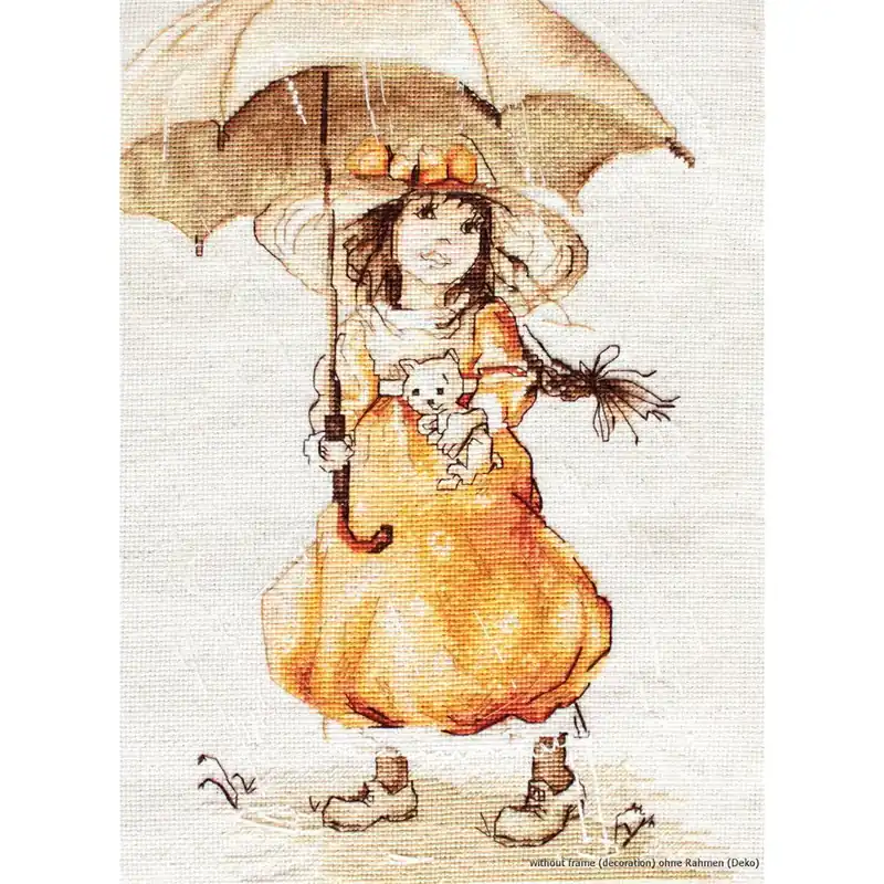 Auslaufmodell Luca-S Kreuzstich Set „Unter dem Regenschirm“, Zählmuster, 20,5×28,5cm Rabatt