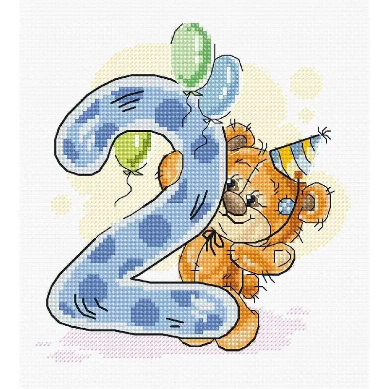 Auslaufmodell Luca-S Kreuzstich Set „Ziffer 2“, Zählmuster, 12,5x14cm Ausverkauf