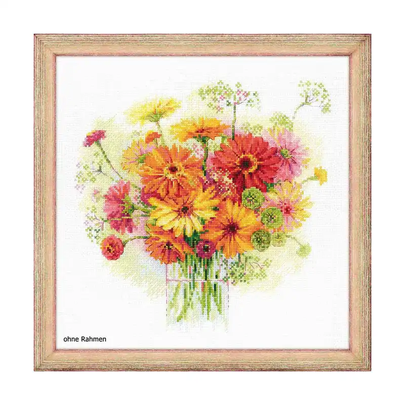Riolis Stickbildset Kreuzstich „Gerbera“, Zählmuster Schneller Versand