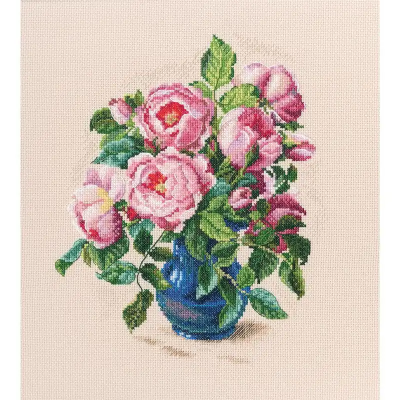 Handgefertigt RTO Kreuzstich Set „Zarte Rosenknospen“ M720, Zählmuster, 20.5×25.5 cm