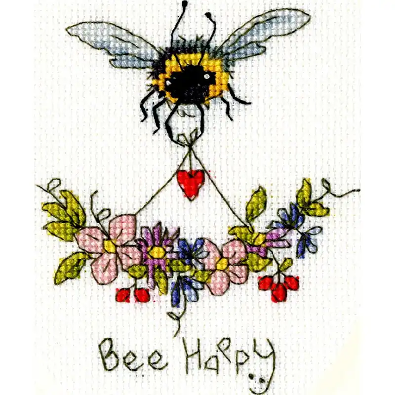 Top-Angebot Bothy Threads Grußkarte Kreuzstich Set „Bee Happy“, Zählmuster, XGC25, 9x13cm