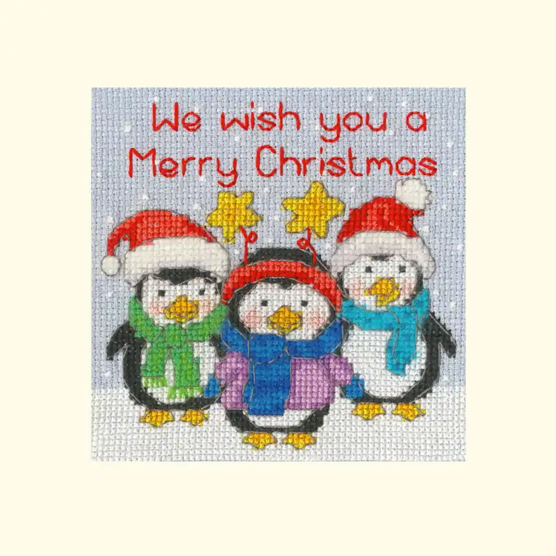 Bothy Threads Grußkarte Kreuzstich Stickpackung „Pinguin-Freunde“, Zählmuster, XMAS69, 10x10cm Jetzt Zugreifen