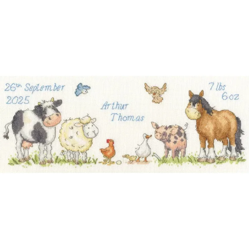 Bothy Threads Kreuzstich Stickpackung „Willkommen auf dem Bauernhof“, Zählmuster, XKG20, 38x15cm Premium