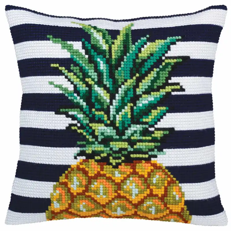 Saisonangebot CdA Kreuzstichkissen „Ananas“ 5359, 40x40cm, Stickbild vorgezeichnet