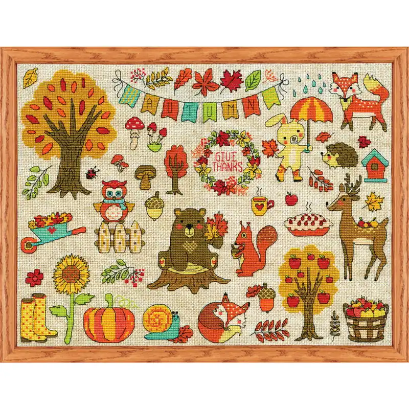Kostenfreie Lieferung Design Works Kreuzstich Stickpackung „Herbst“, Zählmuster, 30x40cm