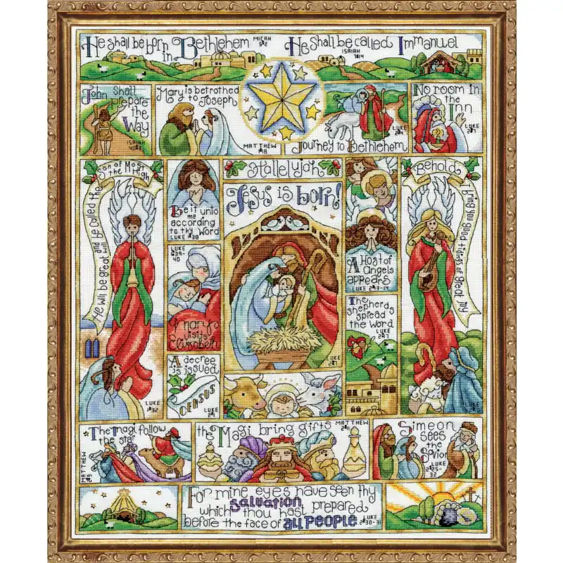 Preiswert Design Works Kreuzstich Stickpackung „Weihnachtsgeschichte“, Zählmuster, 40x51cm