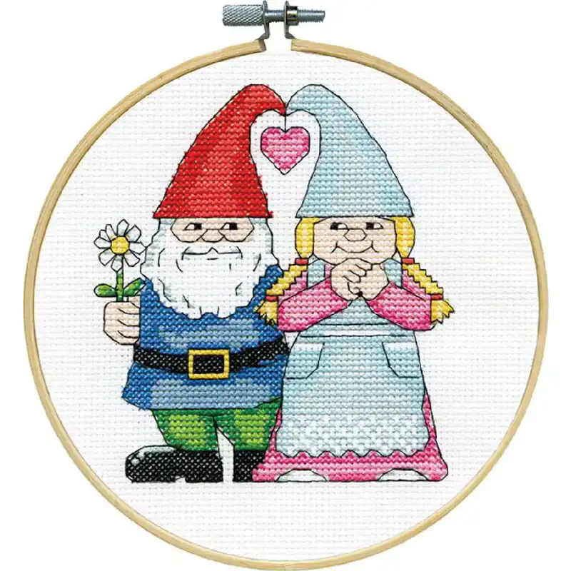Design Works Kreuzstich Stickpackung mit Stickrahmen „Zwerge“, Zählmuster, Diam. 15cm Sofort Bestellen
