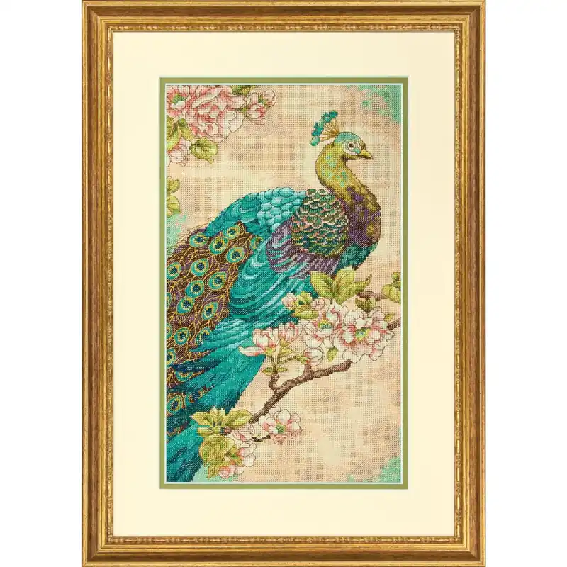 Dimensions Kreuzstich Stickpackung „Paon Indien“, Zählmuster, 22,8×38,1cm Kostenloser Rückversand