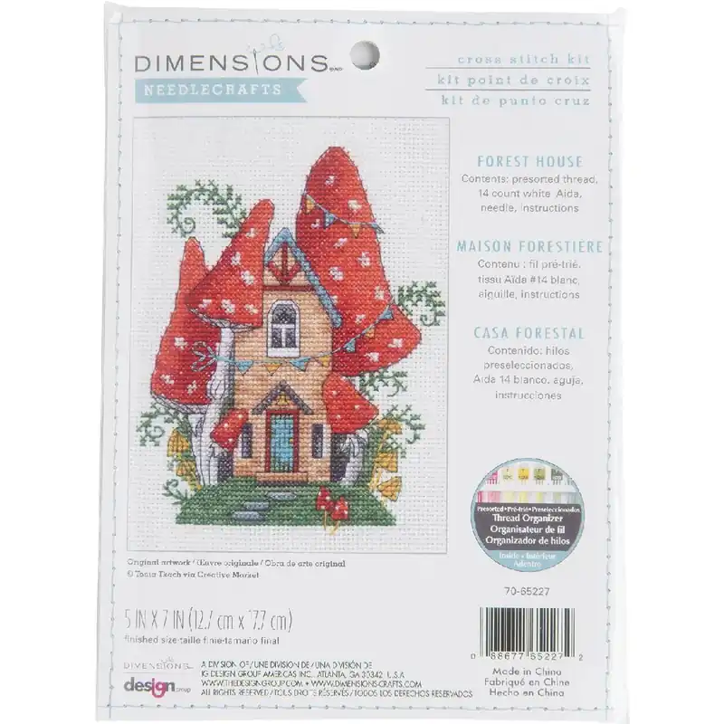 Abverkauf Dimensions Kreuzstich Stickpackung „Waldhaus“, Zählmuster, 12,7×17,7cm