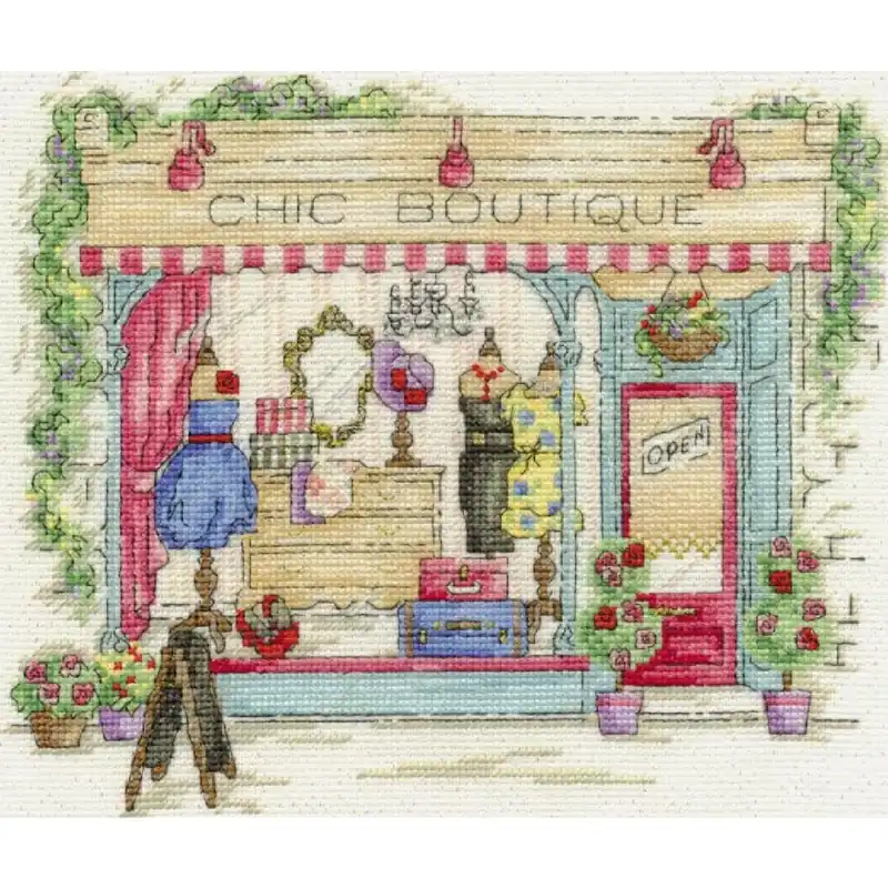 Finale Aktion DMC Kreuzstich Set „Schicker Laden“, Zählmuster, 25x20cm