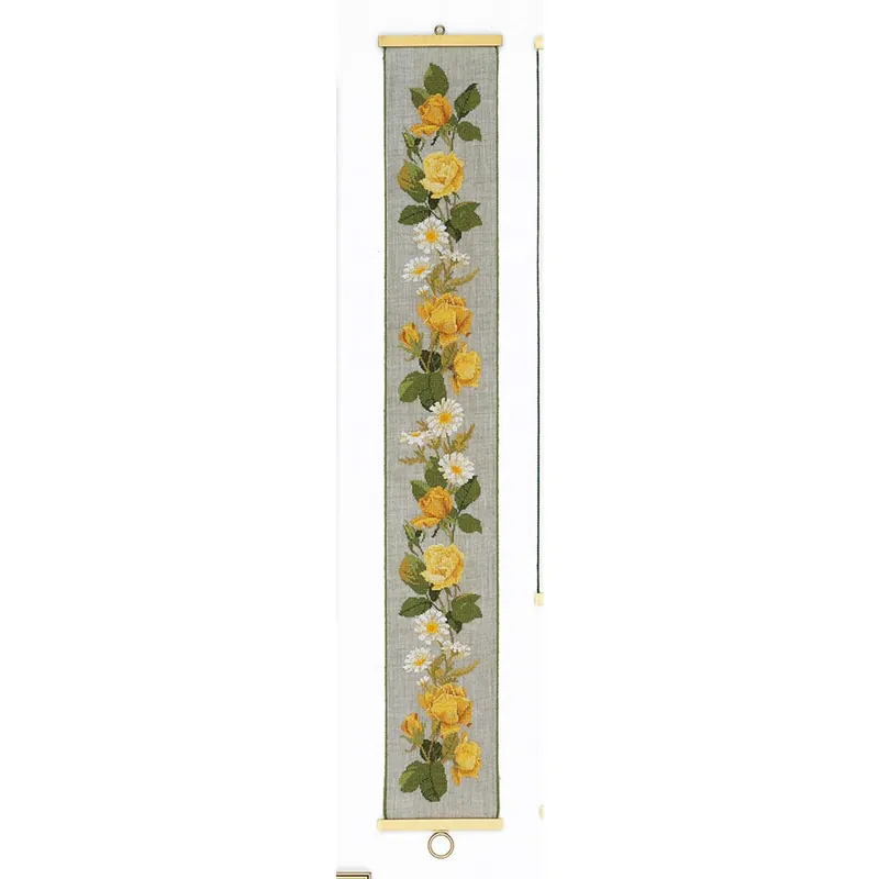 Eva Rosenstand Kreuzstich Set „Gelbe Rosen“, Zählmuster, 15x105cm Kostenloser Rückversand