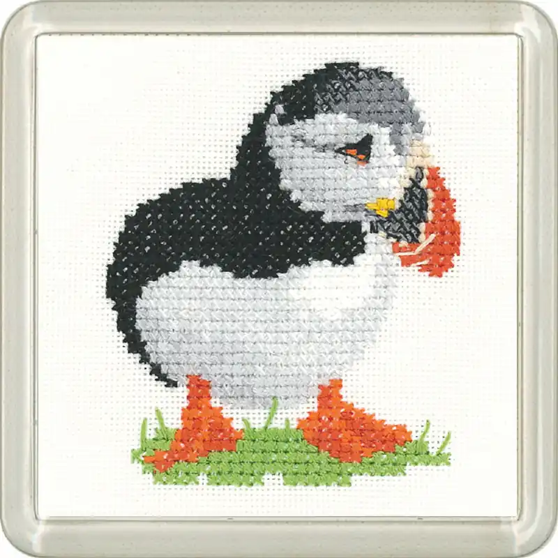 Jetzt Bestellen Heritage Kreuzstich Set Aida „Papageientaucher“, Zählmuster, CFPF1479-A, Coaster size 7,5×7,5cm