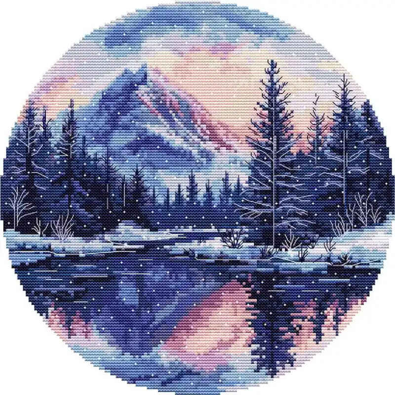 HobbyJobby Kreuzstich Stickpackung „Berglandschaft“, Zählmuster, 36x36cm Rabatt