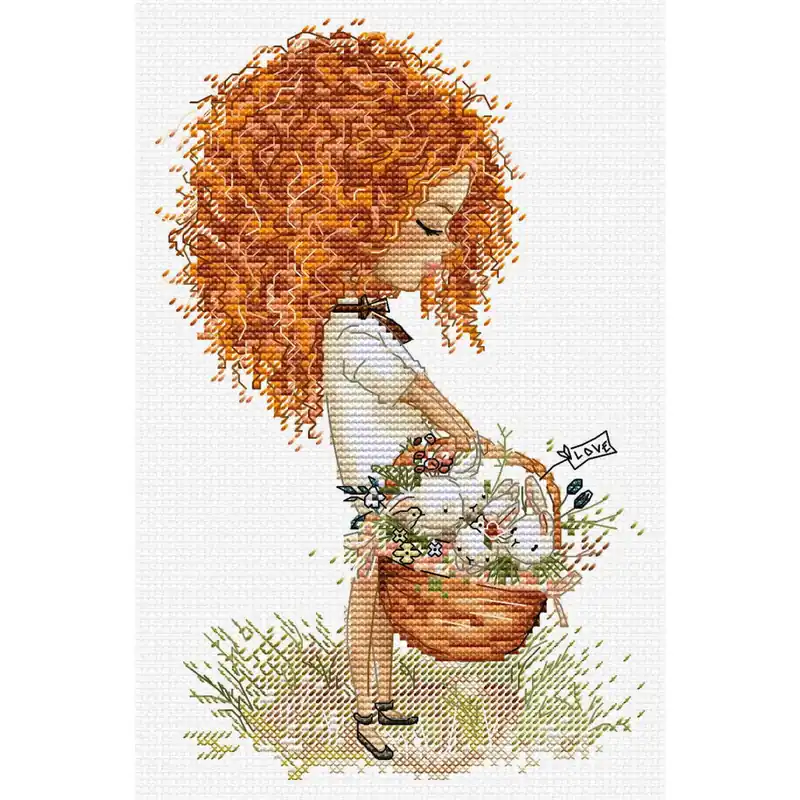 Must-Have HobbyJobby Kreuzstich Stickpackung „Flauschige Liebe“, Zählmuster, 13x20cm