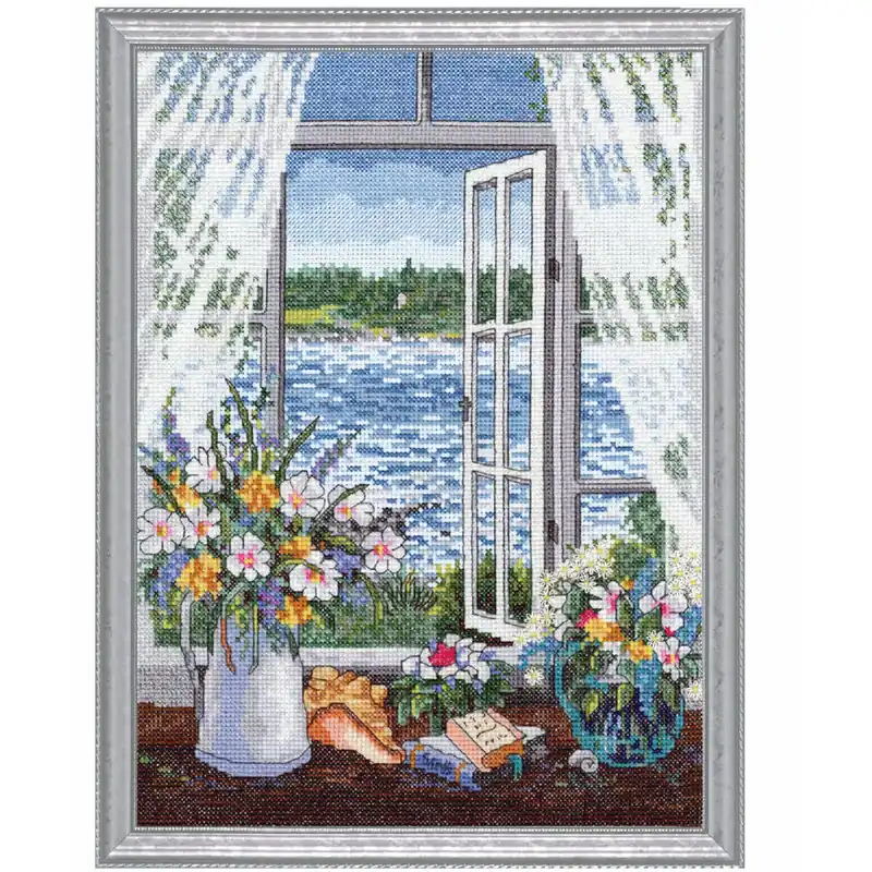 Rabatt Janlynn Kreuzstich Stickpackung „Eine Brise vom Meer“, Zählmuster, 23x30cm