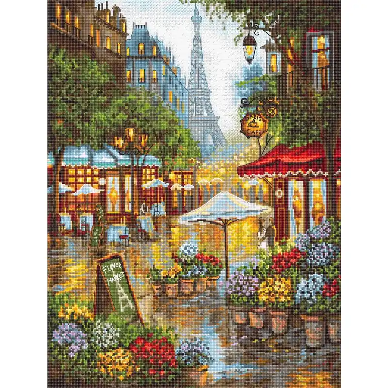 Letistitch Kreuzstich Set „Frühlingsblumen, Paris, Relaunch“, Zählmuster, 42x32cm Sofort Bestellen