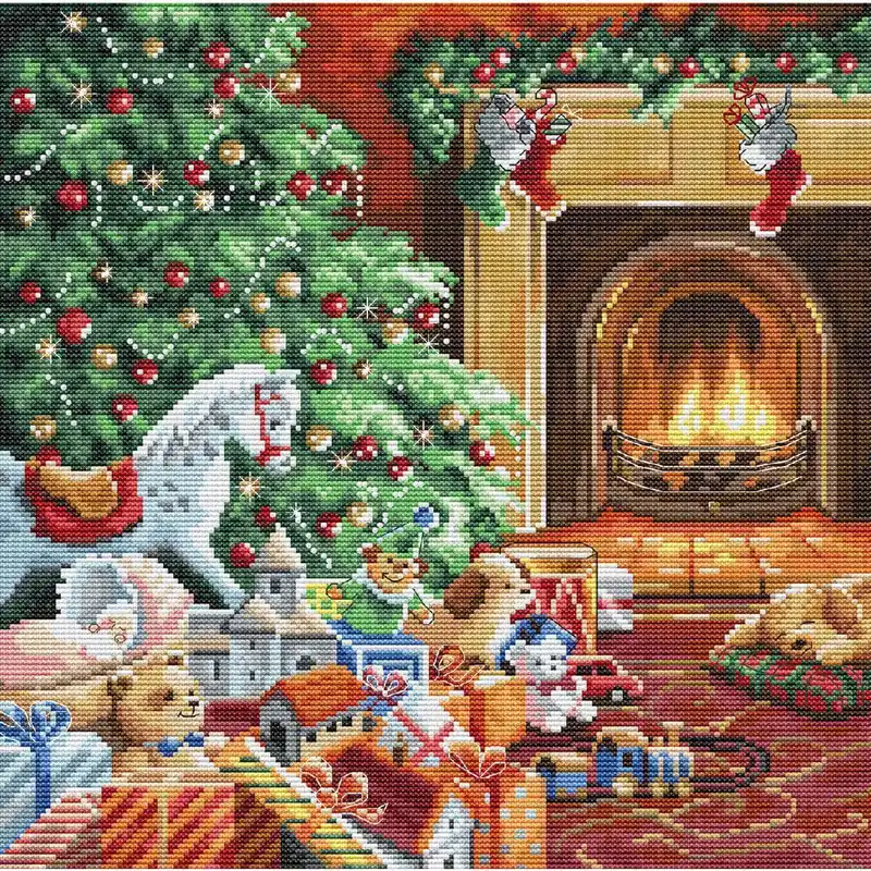 Letistitch Kreuzstich Set „Gemütliche Weihnachten“ Zählmuster, 27x27cm Neue Kollektion
