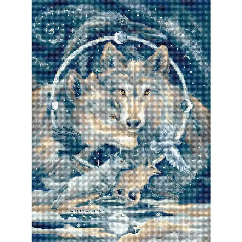 Must-Have Letistitch Kreuzstich Set „Im Geiste bin ich frei“; Zählmuster, 32x24cm