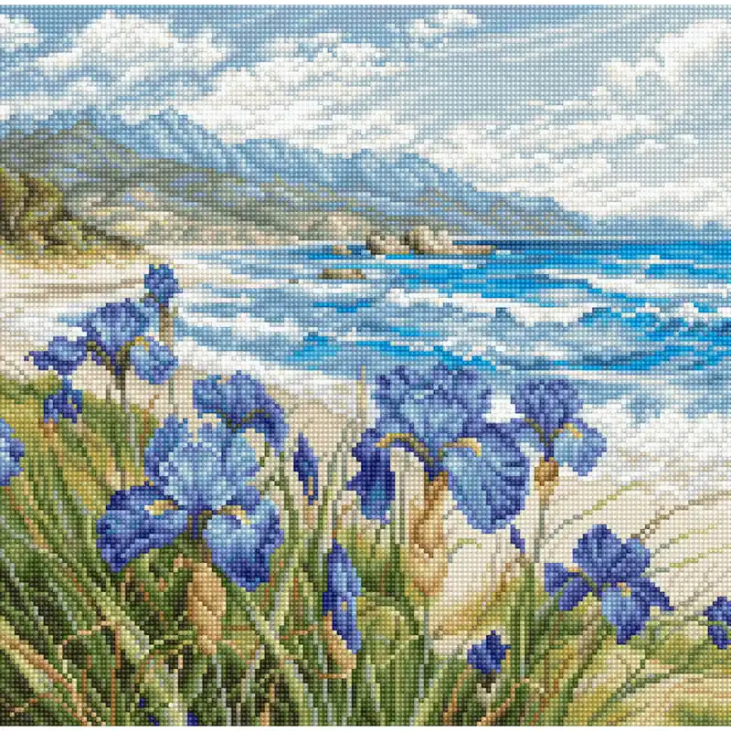 Letistitch Kreuzstich Stickpackung „Blaue Harmonie“, Zählmuster, 24x24cm Sichere Zahlung